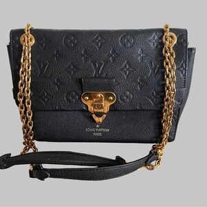 Louis Vuitton Vavin PM black Monogram Empreinte Shoulder Bag with Gold Chain